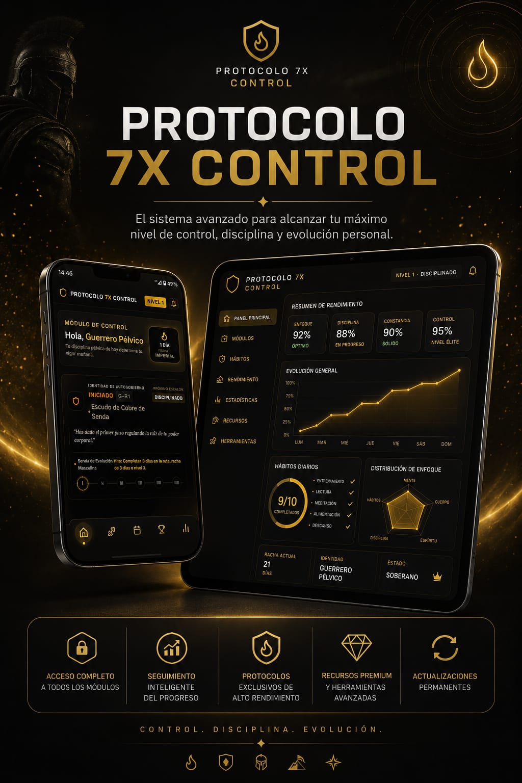 Protocolo Control Elite™ | App Premium de Entrenamiento Masculino
